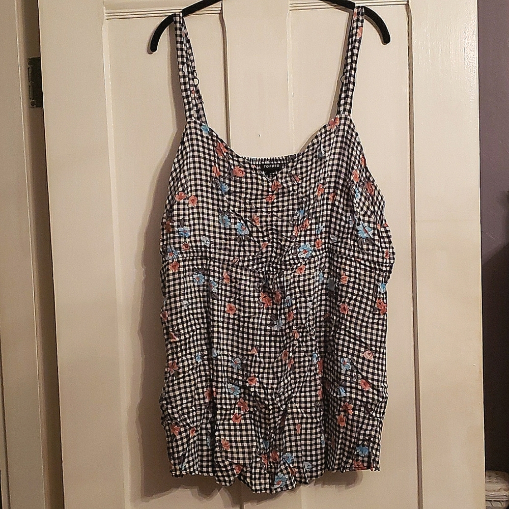 Gingham Floral Babydoll Tank